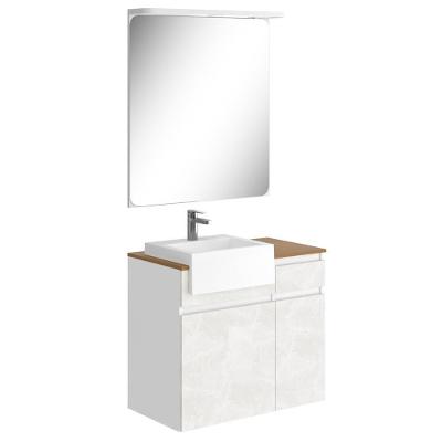 Conjunto Banheiro Gabinete Com Cuba E Espelheira Moira B06 Branco Cristal Noce Amêndoa - Lyam Decor