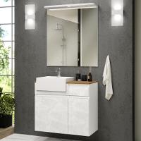 Conjunto Banheiro Gabinete Com Cuba E Espelheira Moira B06 Branco Cristal Noce Amêndoa - Lyam Decor - 2