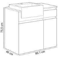 Conjunto Banheiro Gabinete Com Cuba E Espelheira Moira B06 Branco Cristal Noce Amêndoa - Lyam Decor - 9