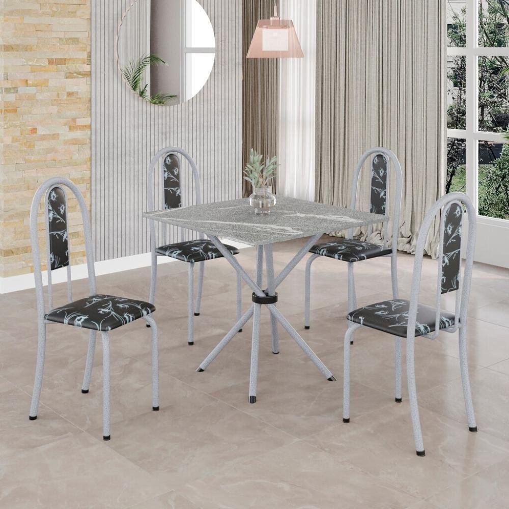 Conjunto De Mesa Tubular 4 Cadeiras 70x70cm Mart Perola Com Tampo Em Granito Topázio Isabel 048 - Tudo De Móveis Botanic Bege - 8
