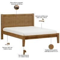 Cama Queen De Madeira Maciça Para Colchão 158x198 Cintra F06 Freijó - Lyam Decor - 3