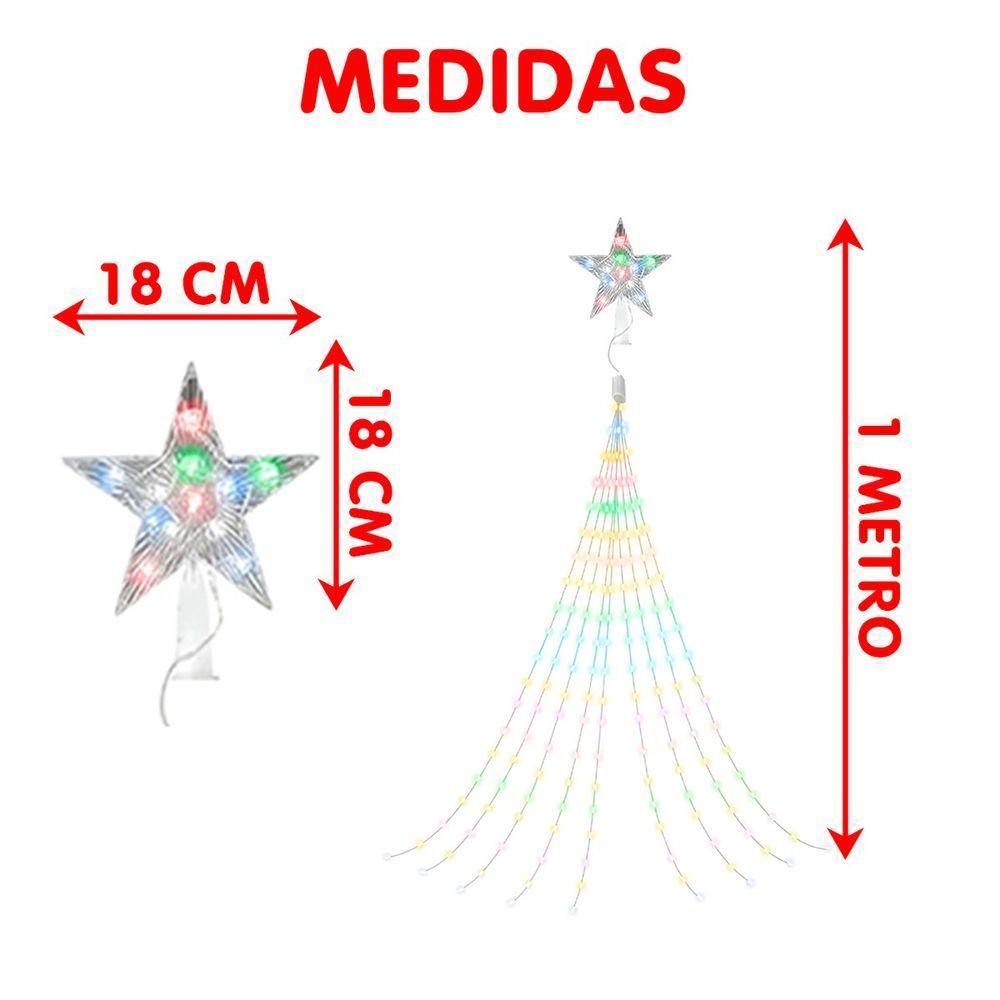 Ponteira Estrela Luzes Leds Branco Enfeite Natal 1m Bivolt - 5
