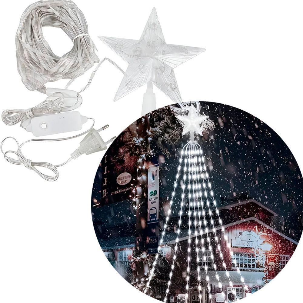 Ponteira Estrela Luzes Leds Branco Enfeite Natal 1,5m Bivolt - 1