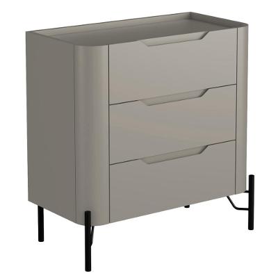 Mesa De Cabeceira Orgânica 3 Gavetas Pés Industrial Preto Bliss I03 Grigio - Lyam Decor