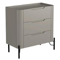 Mesa De Cabeceira Orgânica 3 Gavetas Pés Industrial Preto Bliss I03 Grigio - Lyam Decor - 1