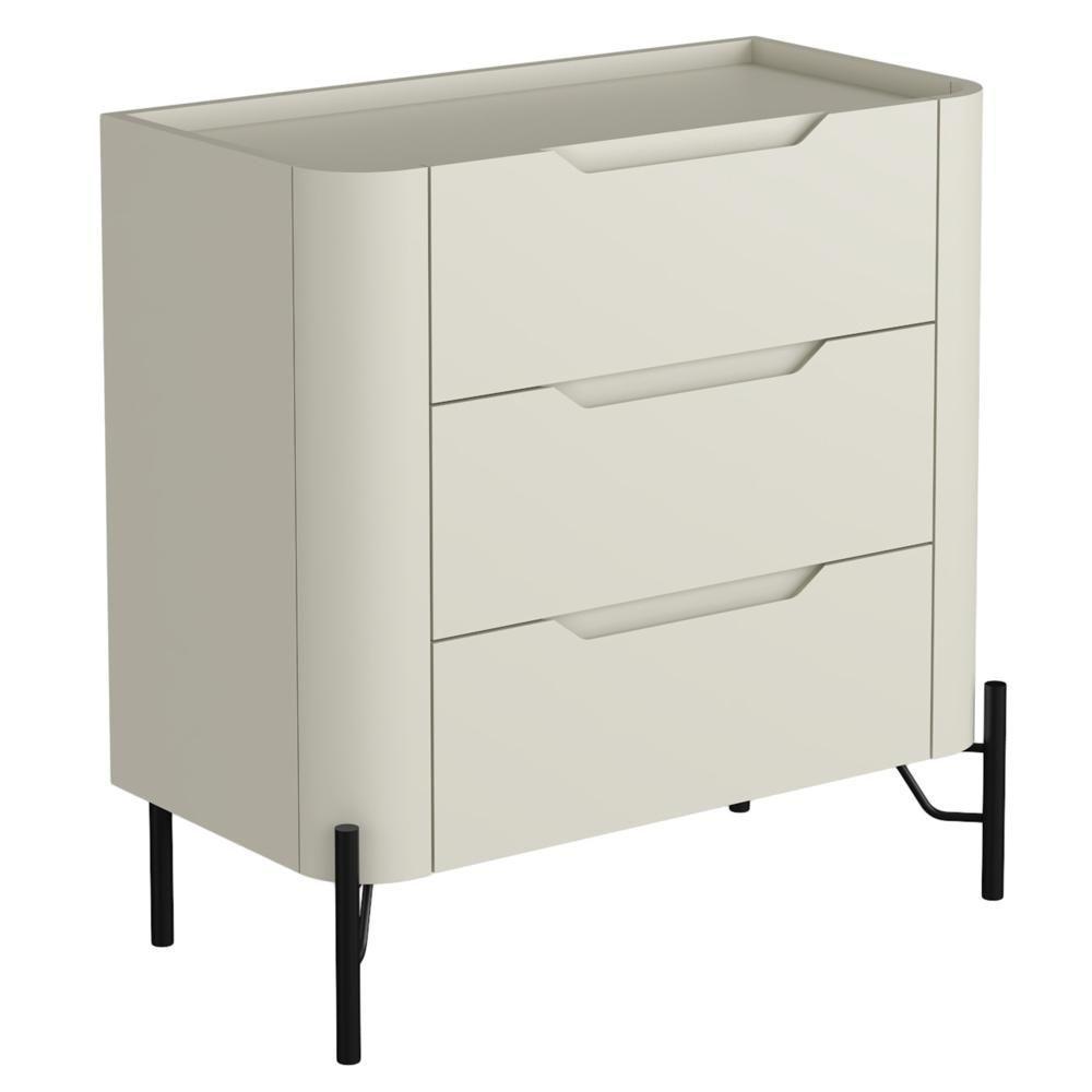 Mesa De Cabeceira Orgânica 3 Gavetas Pés Industrial Preto Bliss I03 Luna - Lyam Decor - 1