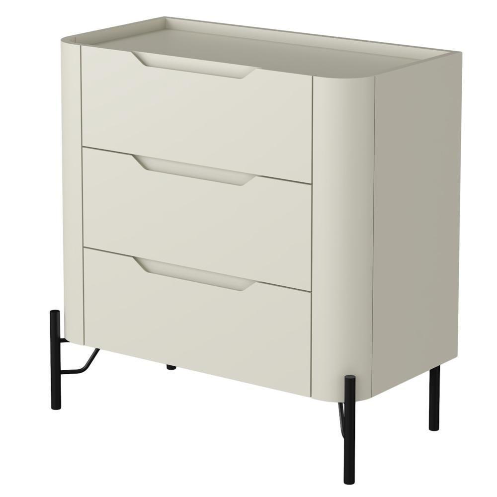 Mesa De Cabeceira Orgânica 3 Gavetas Pés Industrial Preto Bliss I03 Luna - Lyam Decor - 4