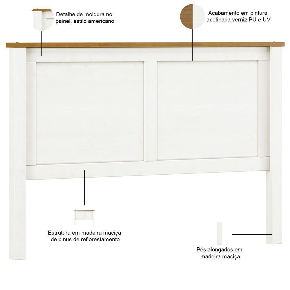 Cabeceira De Madeira Maciça Para Cama Queen Mazzaro F06 Branco Freijó - Lyam Decor - 3