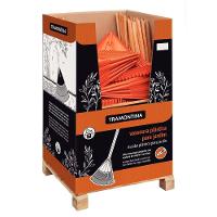 Vassoura Plástica Laranja Tramontina Com 26 Dentes E Cabo De Madeira 120 Cm Desmontado Tramontina