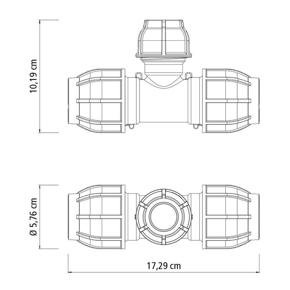Tê 90º De Compressão 32x25x32 Mm Tramontina Para Mangueiras De Pead Tramontina - 3