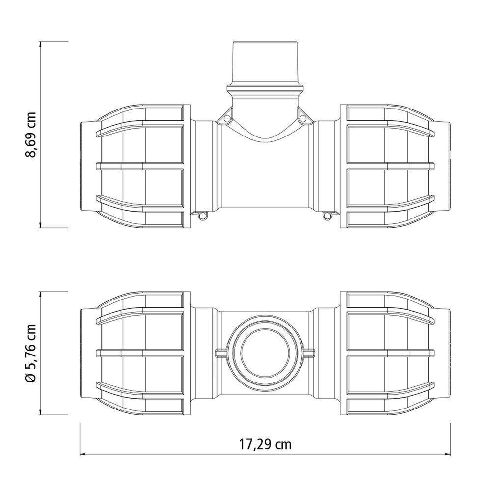 Tê 90° De Compressão Rosca Macho 32 Mm X 1 Tramontina Para Mangueiras De Pead Tramontina - 2