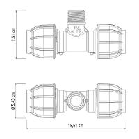 Tê 90° De Compressão Rosca Macho 25 Mm X 3-4 Tramontina Para Mangueiras De Pead Tramontina - 3