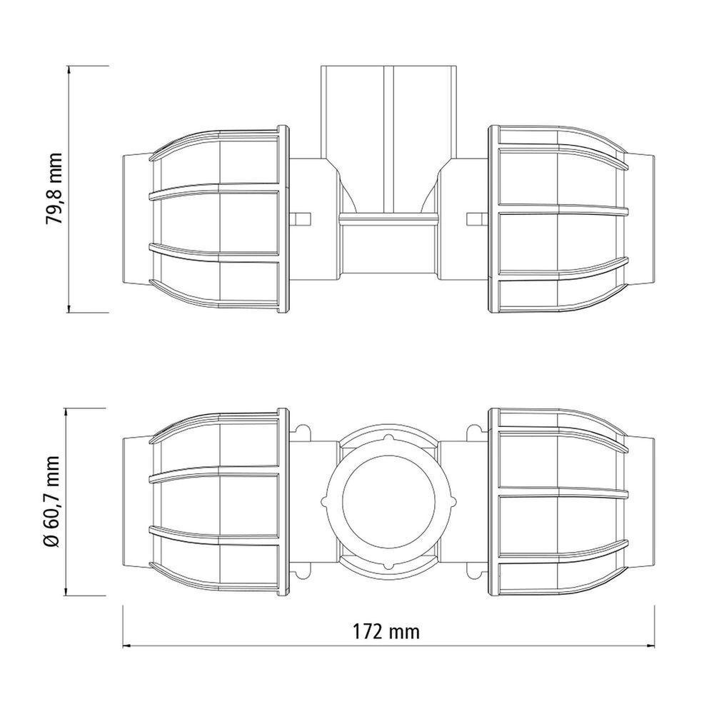 Tê 90° De Compressão Rosca Fêmea 32 Mm X 1 Tramontina Para Mangueiras De Pead Tramontina - 2