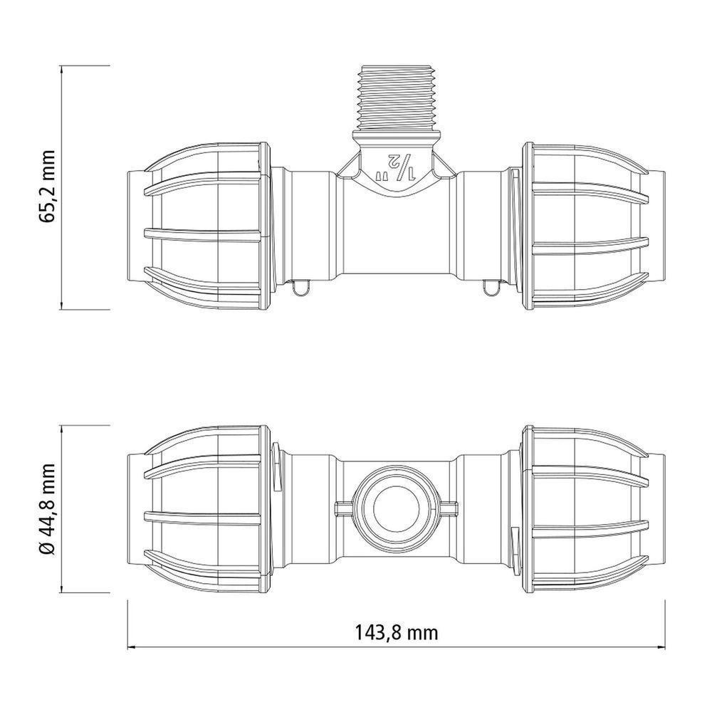Tê 90° De Compressão Rosca Macho 20 Mm X 1-2 Tramontina Para Mangueiras De Pead Tramontina - 2