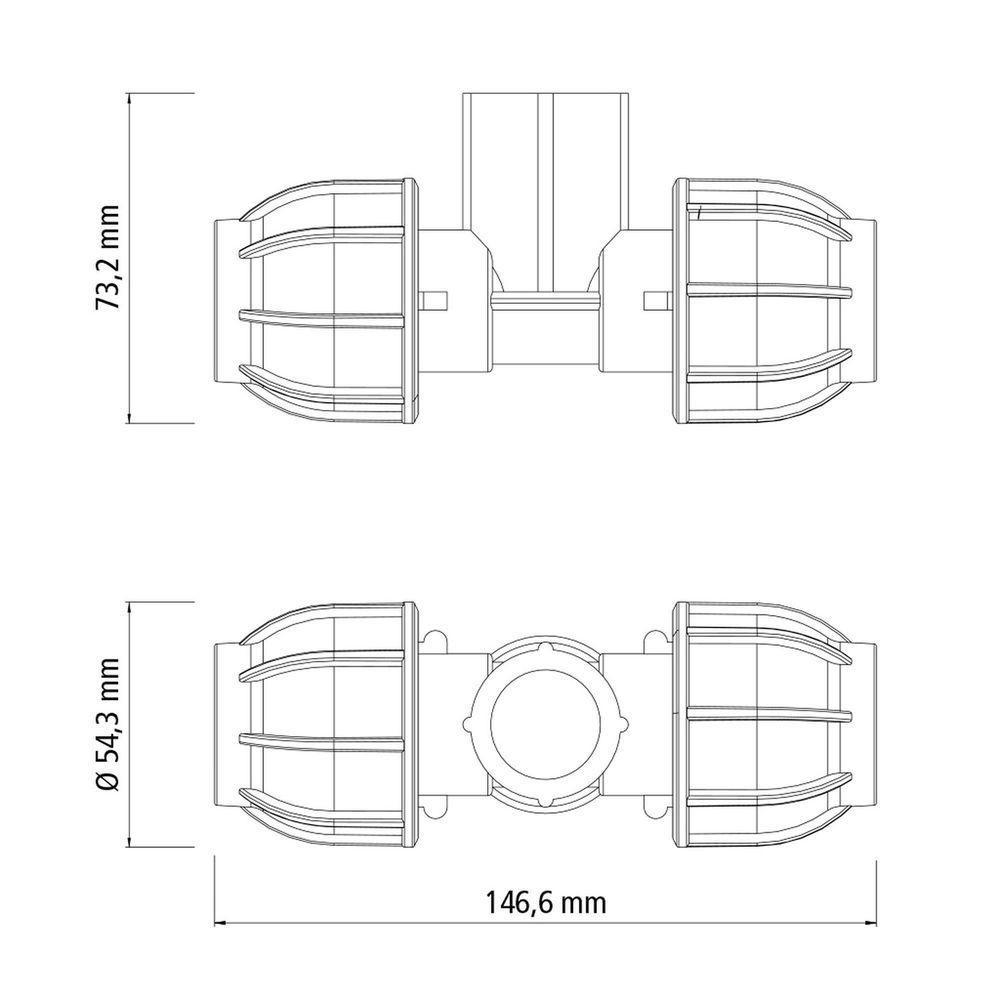 Tê 90° De Compressão Rosca Fêmea 25 Mm X 3-4 Tramontina Para Mangueiras De Pead Tramontina - 2