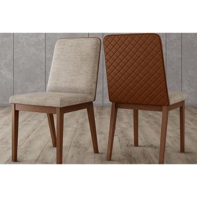 Cadeira De Cozinha Pietra Kit 2 Un Nature-courano Caramelo-linho Creme - Henn