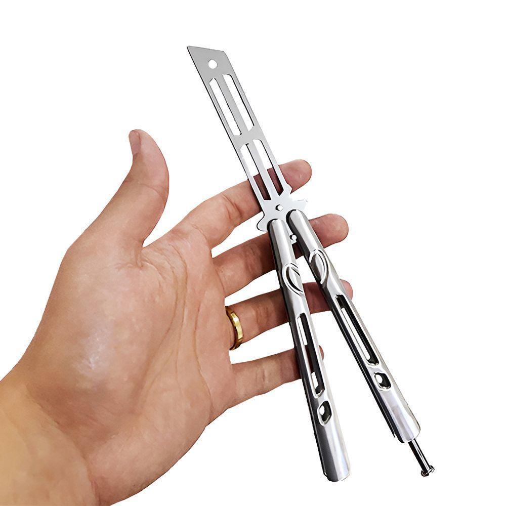 Butterfly Bsl-2 Canivete Sem Corte Prateado Aço Inox Para Treino De Manobras Seguras - 4
