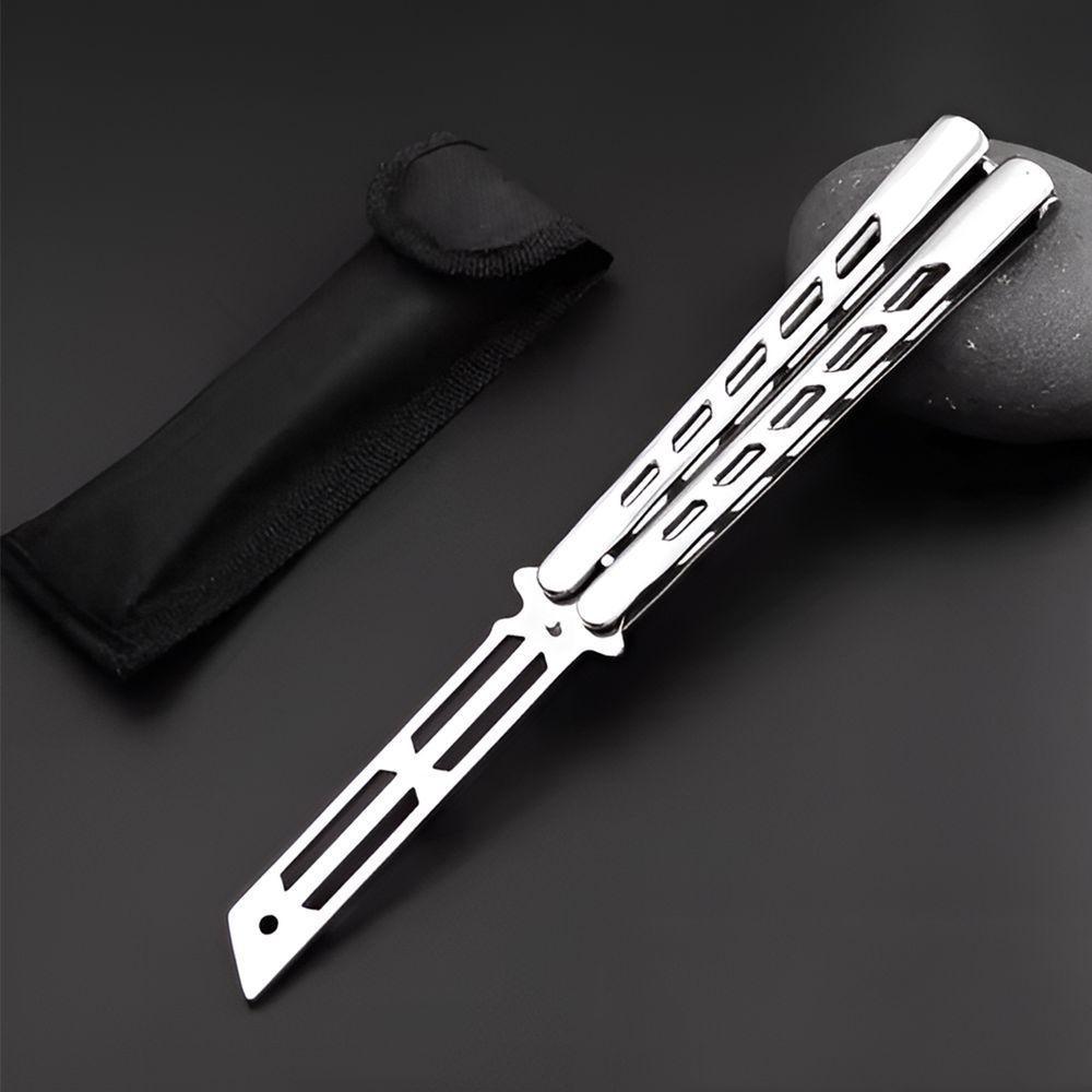 Butterfly Bsl-2 Canivete Sem Corte Prateado Aço Inox Para Treino De Manobras Seguras - 5