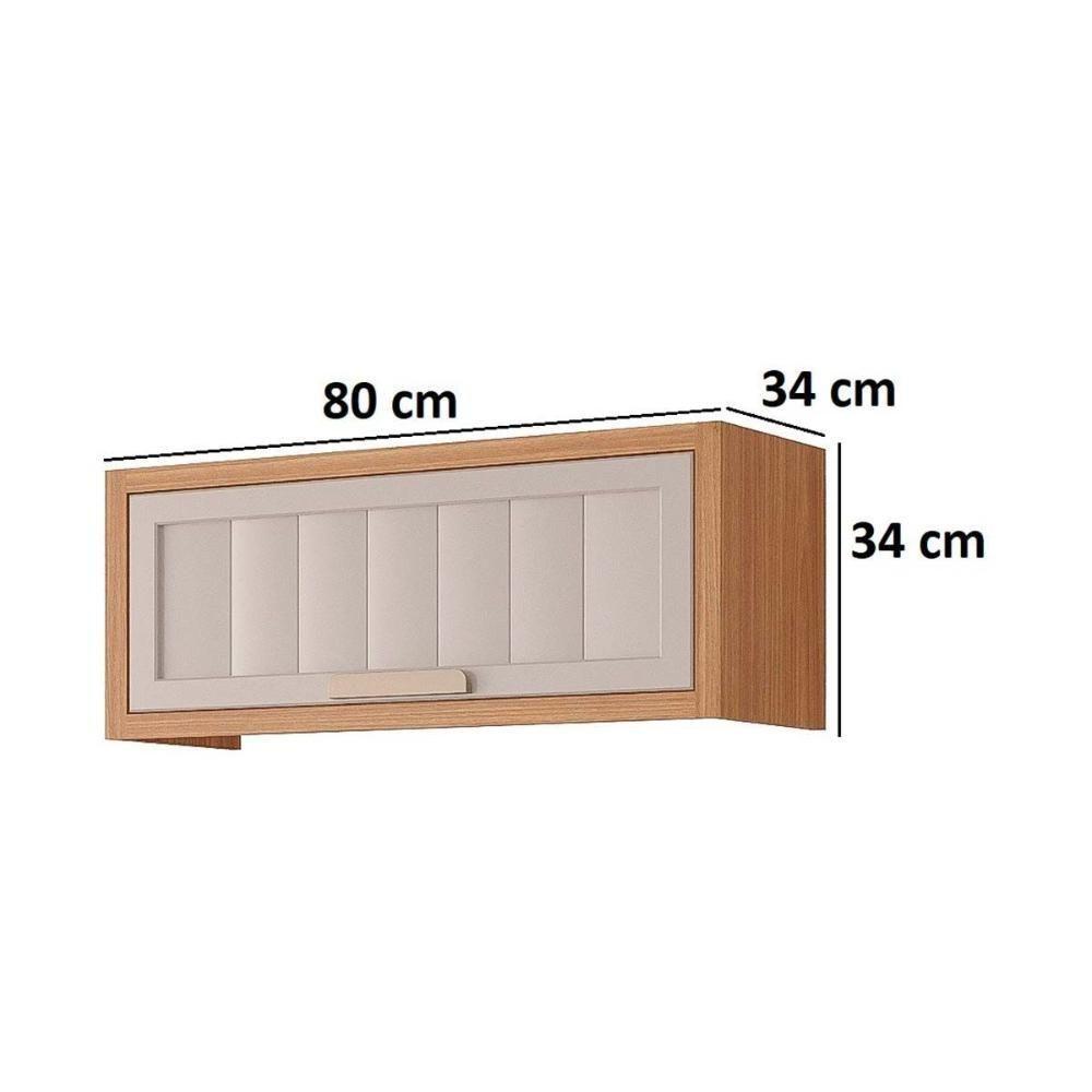 Armário De Cozinha Modulado Estela Geladeira C- 1 Porta Basculante Ripada 80 Cm Cinamomo-off White - Mgm - 3