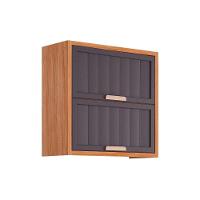 Armário De Cozinha Modulado Estela C- 2 Portas Basculantes Ripada 80 Cm Cinamomo-titanium - Mgm - 1