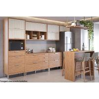 Armário De Cozinha Modulado Estela C- 1 Porta Basculante Ripada E 3 Nichos 120 Cm Cinamomo-off White - Mgm - 5