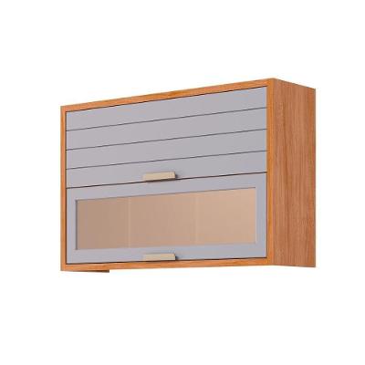 Armário De Cozinha Modulado Eloise C- 2 Portas Basculante C- Vidro Reflecta 120cm Cinamomo-platina - Mgm