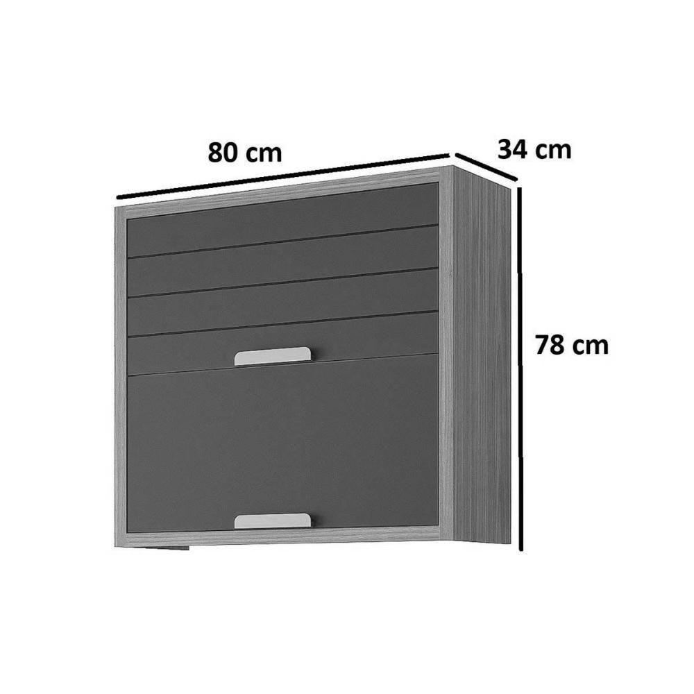 Armário Aéreo Cozinha Modulado Eloise C- 2 Portas Basculante Riscadas 80 Cm Cinamomo-platina - Mgm - 5