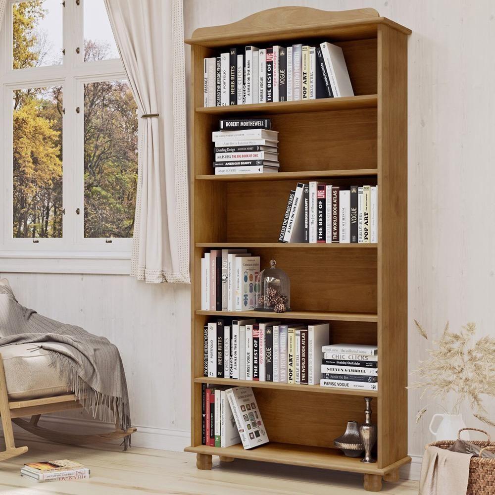 Estante Livreiro Multiuso 5 Prateleiras Madeira Maciça Lazuli F06 Freijó - Lyam Decor - 2