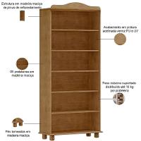 Estante Livreiro Multiuso 5 Prateleiras Madeira Maciça Lazuli F06 Freijó - Lyam Decor - 3