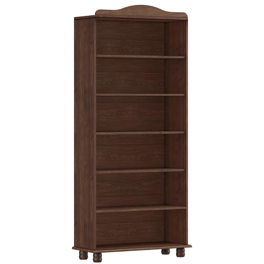 Estante Livreiro Multiuso 5 Prateleiras Madeira Maciça Lazuli F06 Café - Lyam Decor - 1