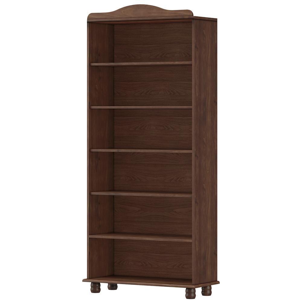 Estante Livreiro Multiuso 5 Prateleiras Madeira Maciça Lazuli F06 Café - Lyam Decor - 5