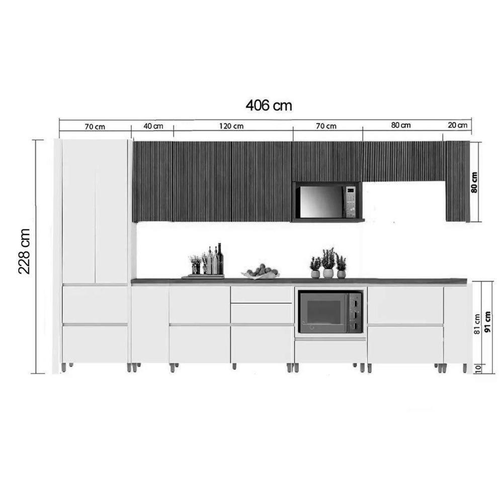 Cozinha Modulada Nesher Rainha 19 Peças (5aéreos+5balcões+1paneleiro+8complementos) C6p76 Branca-nature-nesher - 7