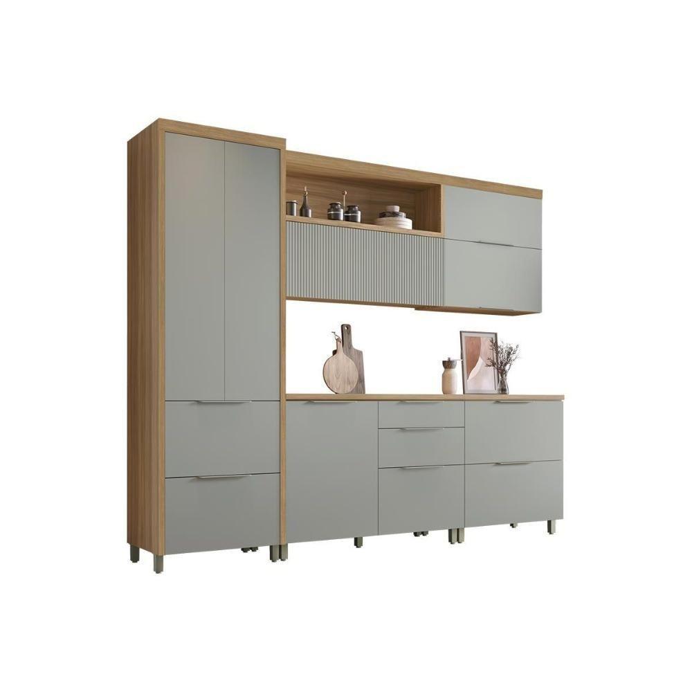 Cozinha Modulada Nesher Marquesa 5 Peças (2aéreos+2balcões+1paneleiro) C6p40 Nature-verde-nesher - 6