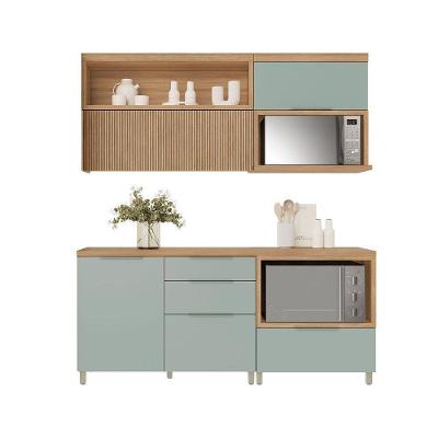 Cozinha Modulada Nesher Marquesa 4 Peças (2aéreos+2balcões) C4p24 Nogueira-nesher