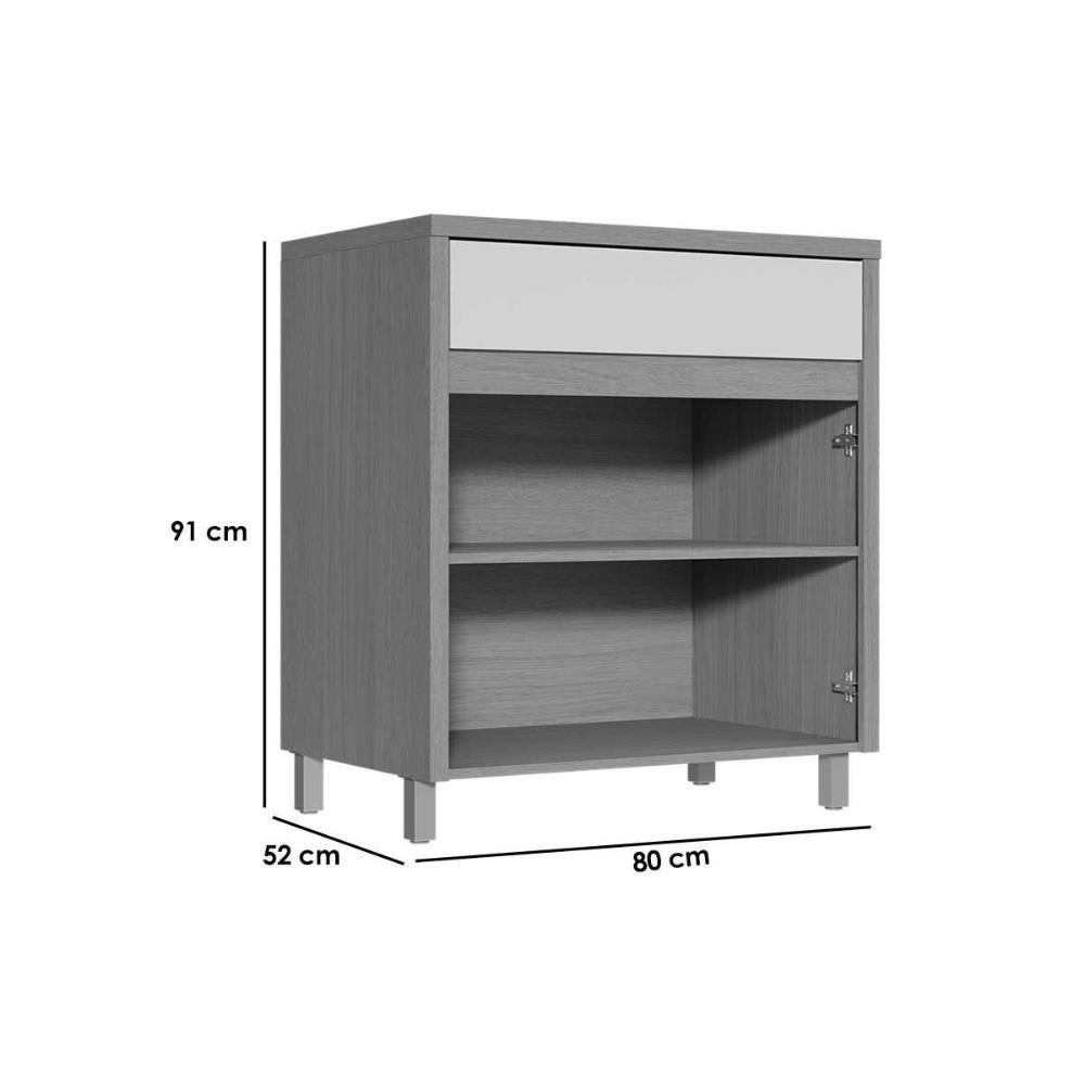 Cozinha Modulada Nesher Condessa Balcão C- Tampo Condessa C- 2 Portas E 1 Gaveta 80cm Carvalho-cinza - Nesher - 3