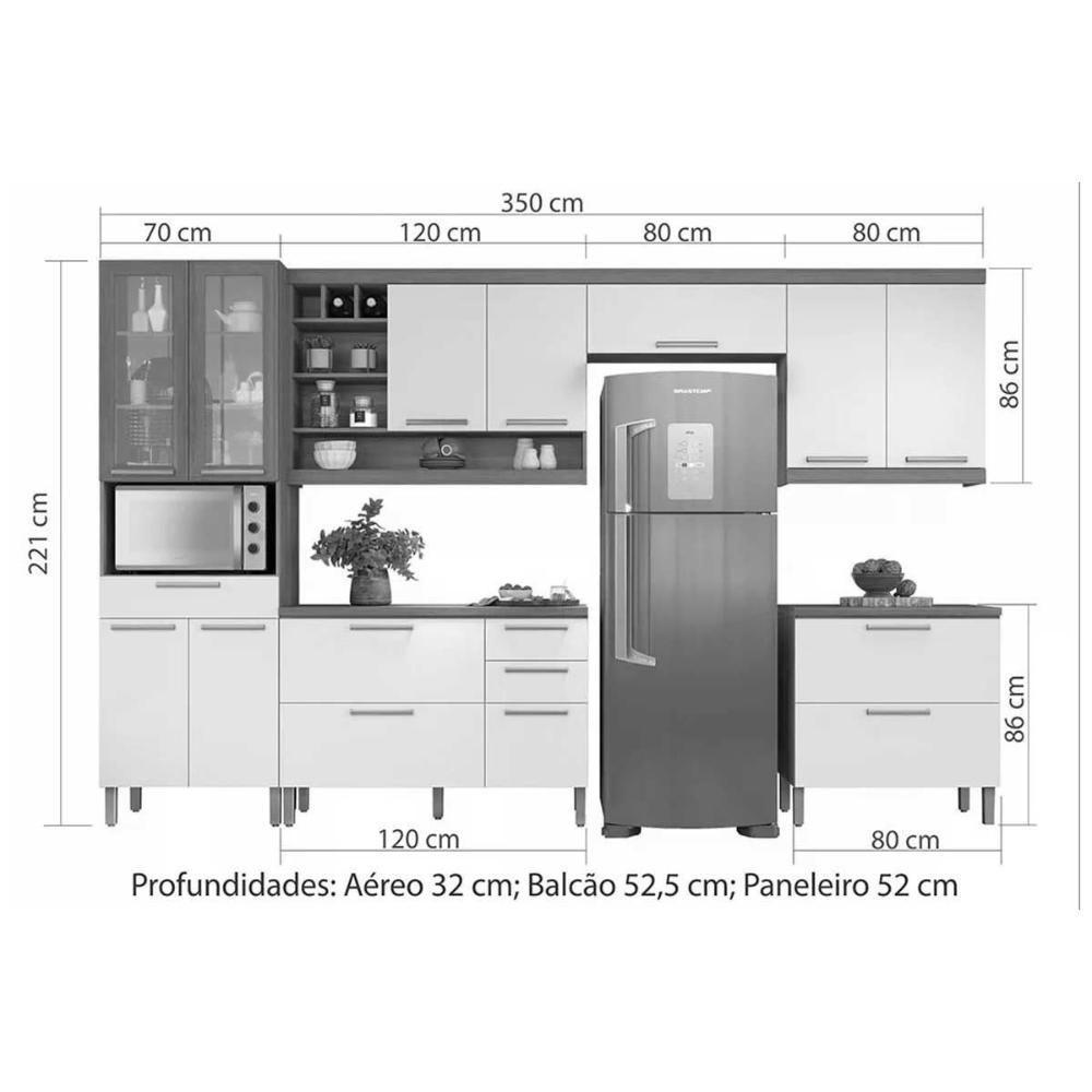 Cozinha Modulada Nesher Burguesa Premium 6 Peças (3aéreo+2balcões+1paneleiro) C6p55 Freijo-grafite-nesher - 4
