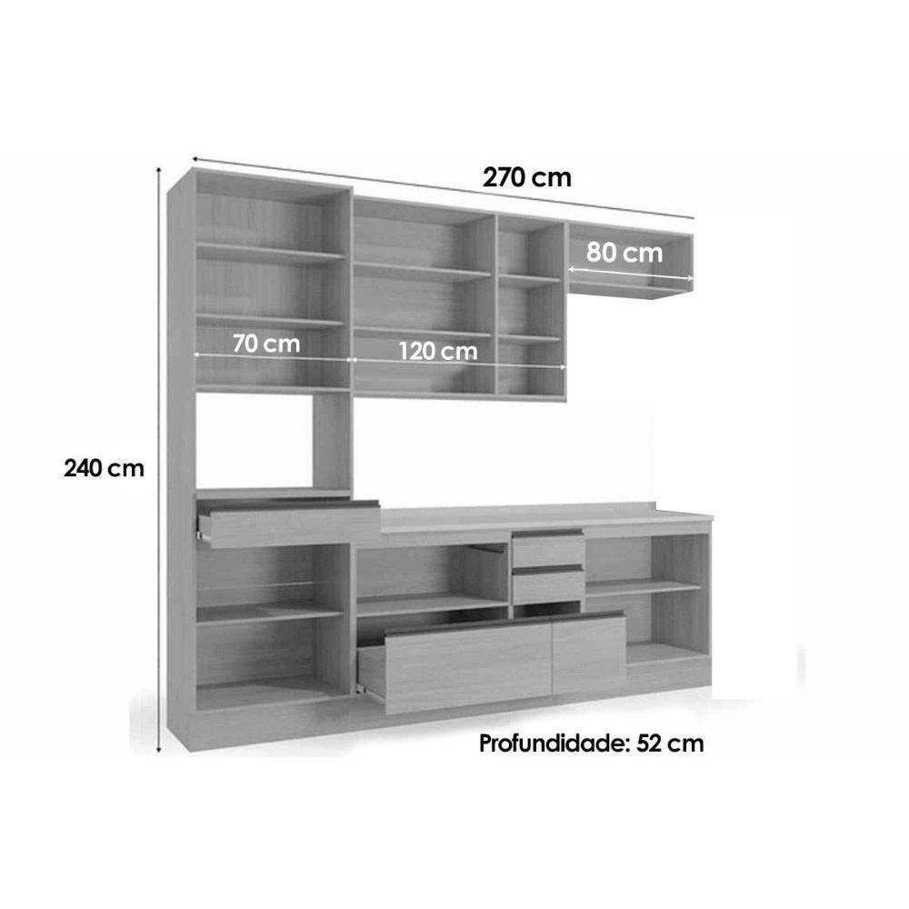 Cozinha Modulada Kappesberg Maxxi 7 Peças (2aéreos+2balcões+1paneleiro+2complementos) C7p44 Canela-kappesberg - 3