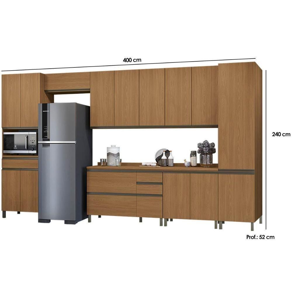 Cozinha Modulada Kappesberg Maxxi 9 Peças (3aéreos+2balcões+2paneleiros+2complementos) C9p47 Canela-kappesberg - 3