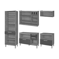 Cozinha Modulada Nesher Burguesa Premium 5 Peças (2aéreos+2balcões+1paneleiro) C6p56 Freijo-grafite-nesher - 6