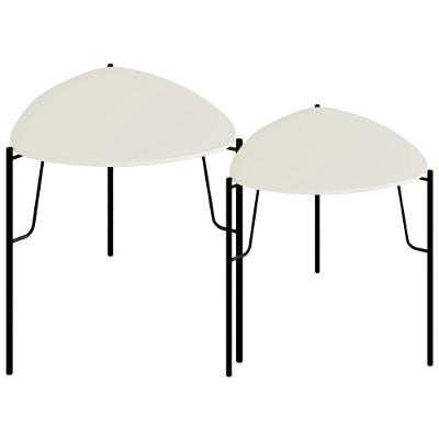 Kit 02 Mesas Laterais Para Sala De Estar Pés Industrial Preto Alef I03 Luna - Lyam Decor