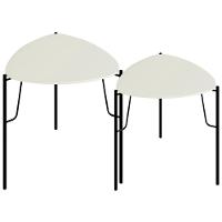 Kit 02 Mesas Laterais Para Sala De Estar Pés Industrial Preto Alef I03 Luna - Lyam Decor - 1