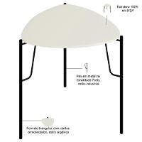 Kit 02 Mesas Laterais Para Sala De Estar Pés Industrial Preto Alef I03 Louro Luna - Lyam Decor - 3