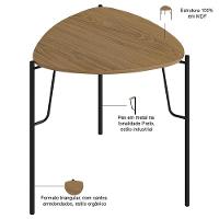 Kit 02 Mesas Laterais Para Sala De Estar Pés Industrial Preto Alef I03 Louro Luna - Lyam Decor