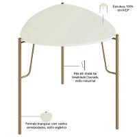 Kit 02 Mesas Laterais Para Sala De Estar Pés Industrial Dourado Alef I03 Luna - Lyam Decor - 2