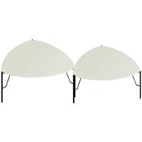 Kit 02 Mesas De Centro Para Sala De Estar Pés Industrial Preto Alef I03 Luna - Lyam Decor - 1