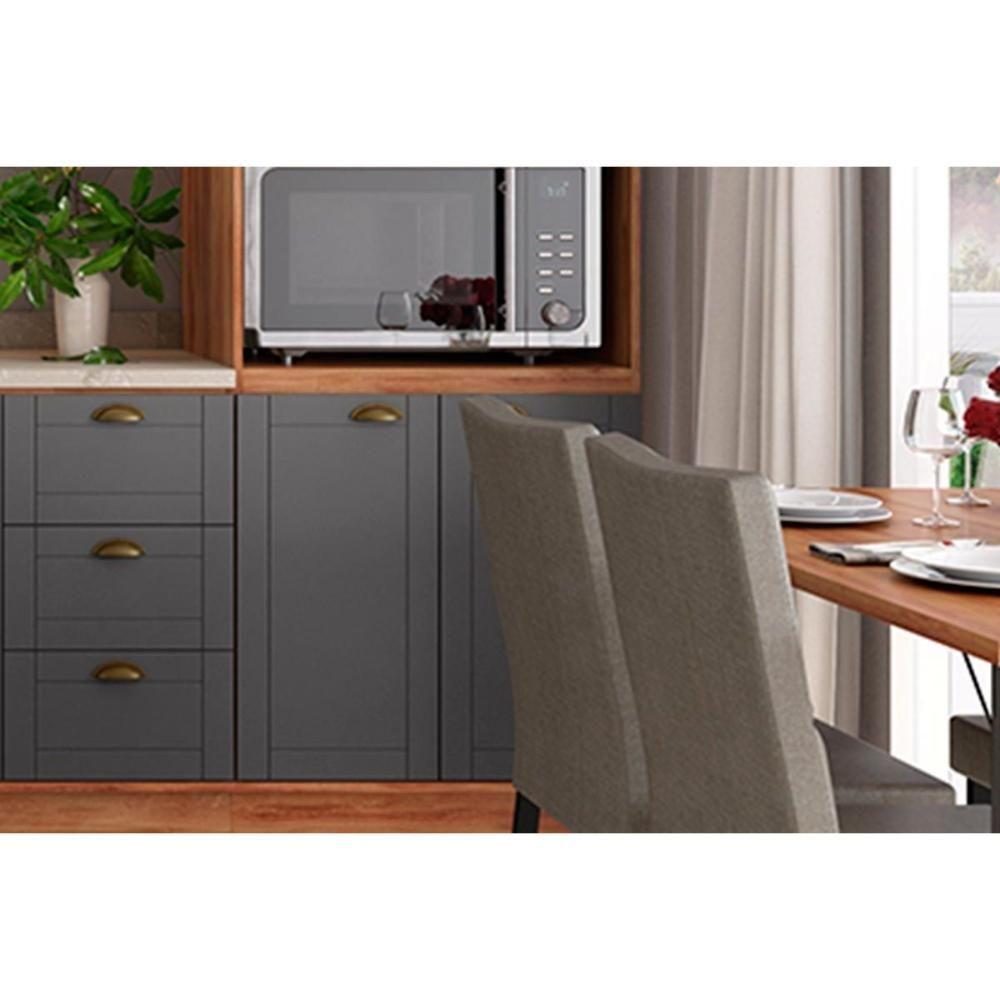 Cozinha Modulada Carraro Bella 4 Peças (2armários+1balcão+1paneleiro) C4p57 Nogal-cinza-carraro - 5