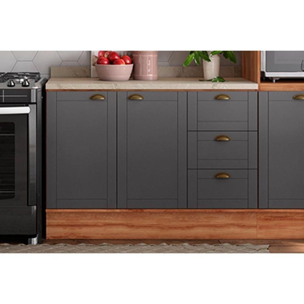 Cozinha Modulada Carraro Bella 4 Peças (2armários+1balcão+1paneleiro) C4p57 Nogal-cinza-carraro - 6