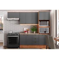 Cozinha Modulada Carraro Bella 4 Peças (2armários+1balcão+1paneleiro) C4p57 Nogal-cinza-carraro - 1