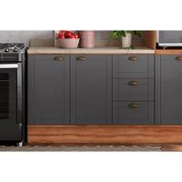 Cozinha Modulada Carraro Bella 4 Peças (2armários+1balcão+1paneleiro) C4p57 Nogal-cinza-carraro - 6