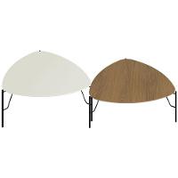 Kit 02 Mesas De Centro Para Sala De Estar Pés Industrial Preto Alef I03 Louro Luna - Lyam Decor - 1